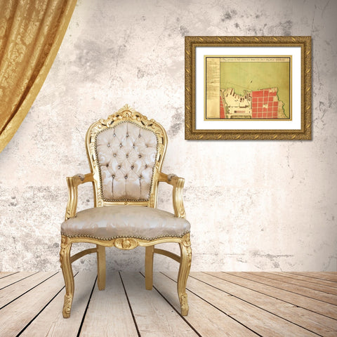 Havana Cuba City Plan 1700 Gold Ornate Wood Framed Art Print with Double Matting by Vintage Maps