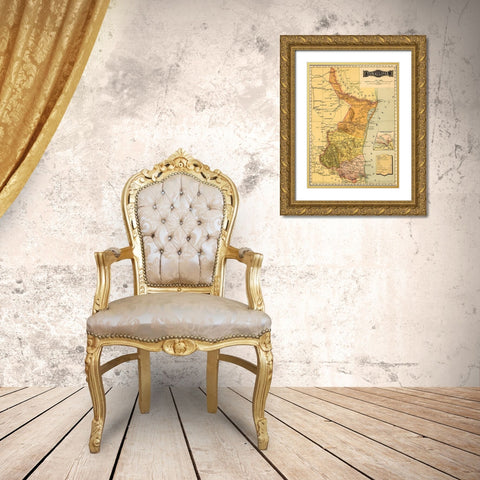 Tamaulipas 1844 Gold Ornate Wood Framed Art Print with Double Matting by Vintage Maps
