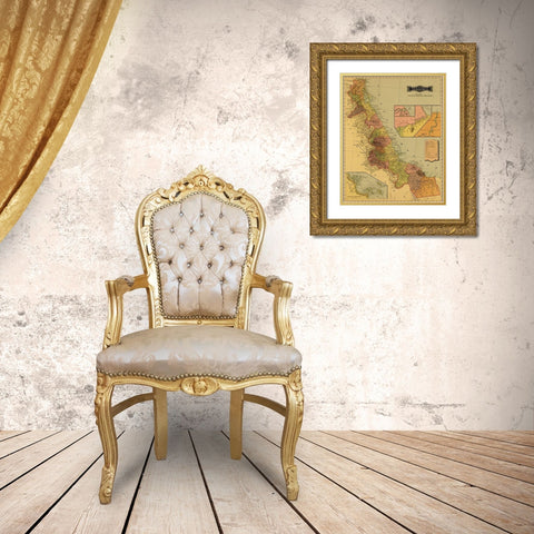 Vera Cruz 1844 Gold Ornate Wood Framed Art Print with Double Matting by Vintage Maps