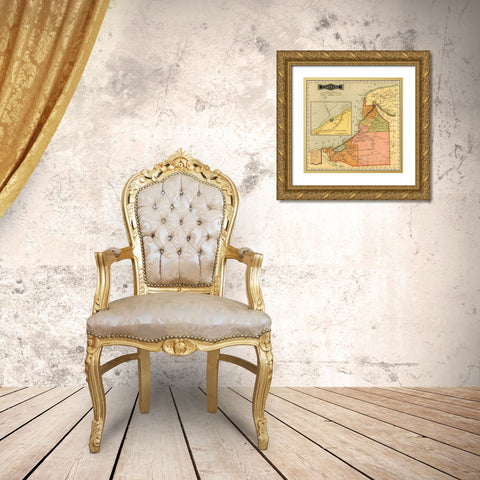 Campeche 1844 Gold Ornate Wood Framed Art Print with Double Matting by Vintage Maps