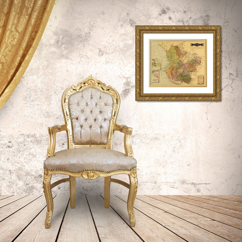 Jalisco 1844 Gold Ornate Wood Framed Art Print with Double Matting by Vintage Maps