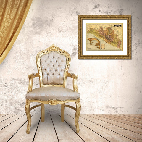 Guerrero 1844 Gold Ornate Wood Framed Art Print with Double Matting by Vintage Maps