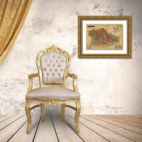 Oaxaca 1844 Gold Ornate Wood Framed Art Print with Double Matting by Vintage Maps
