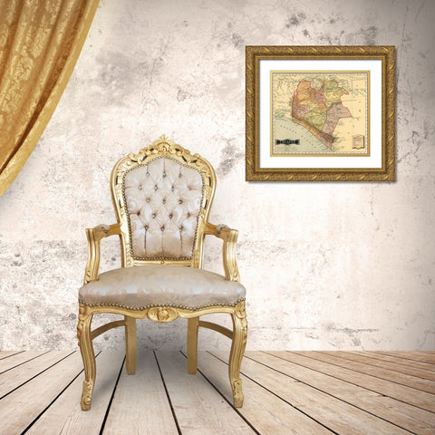 Chipas 1844 Gold Ornate Wood Framed Art Print with Double Matting by Vintage Maps