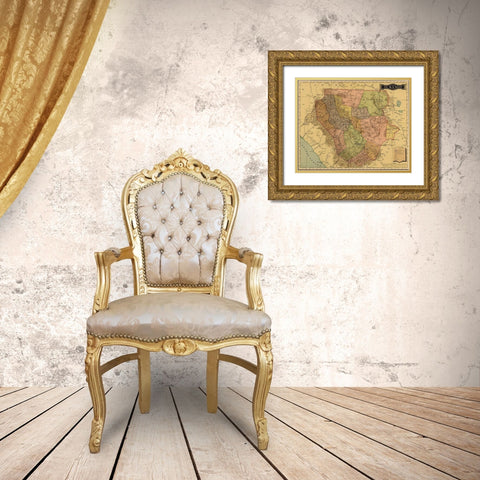 Durango 1844 Gold Ornate Wood Framed Art Print with Double Matting by Vintage Maps