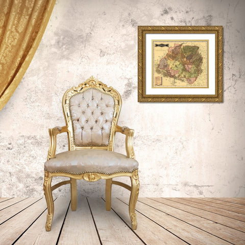Hidalgo 1844 Gold Ornate Wood Framed Art Print with Double Matting by Vintage Maps