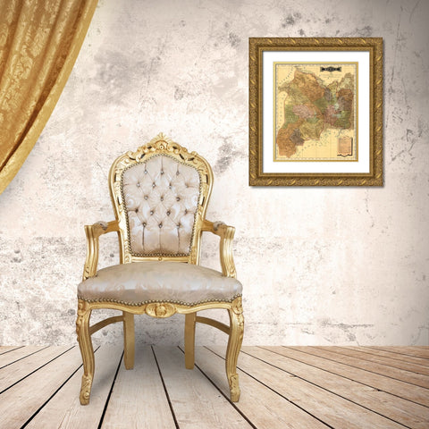 Mexico 1844 Gold Ornate Wood Framed Art Print with Double Matting by Vintage Maps