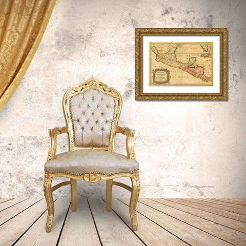 Mexico New Spain 1656 Gold Ornate Wood Framed Art Print with Double Matting by Vintage Maps