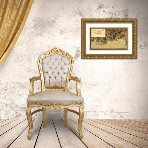 Point Royal-Jamaica New Granada Gold Ornate Wood Framed Art Print with Double Matting by Vintage Maps