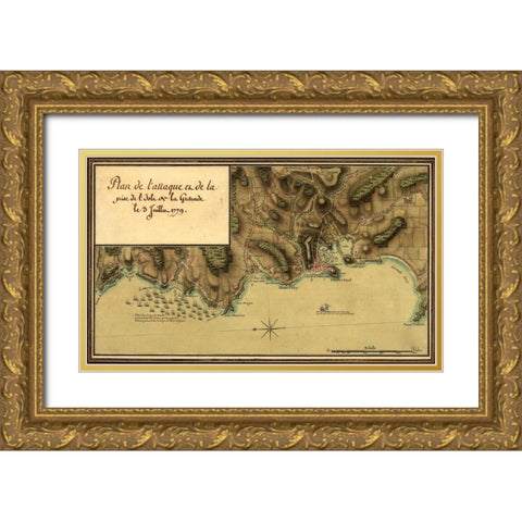 Point Royal-Jamaica New Granada Gold Ornate Wood Framed Art Print with Double Matting by Vintage Maps