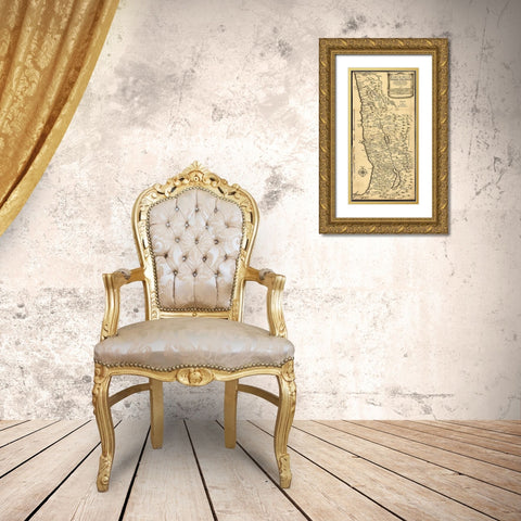 Map of the Promised Land Gold Ornate Wood Framed Art Print with Double Matting by Vintage Maps