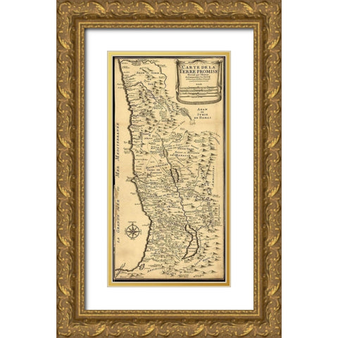 Map of the Promised Land Gold Ornate Wood Framed Art Print with Double Matting by Vintage Maps