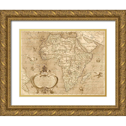 Africa 1603 Gold Ornate Wood Framed Art Print with Double Matting by Vintage Maps