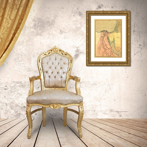 Egypt with part of Arabia and Palestine Gold Ornate Wood Framed Art Print with Double Matting by Vintage Maps