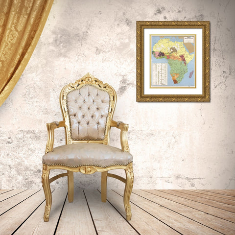 Ethnolinguisitic Map of Africa Gold Ornate Wood Framed Art Print with Double Matting by Vintage Maps