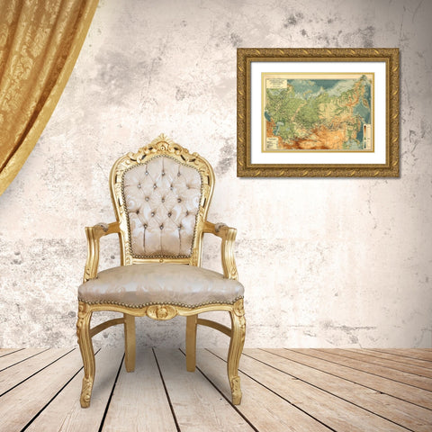 Elevation Map of Russia 1912 Gold Ornate Wood Framed Art Print with Double Matting by Vintage Maps