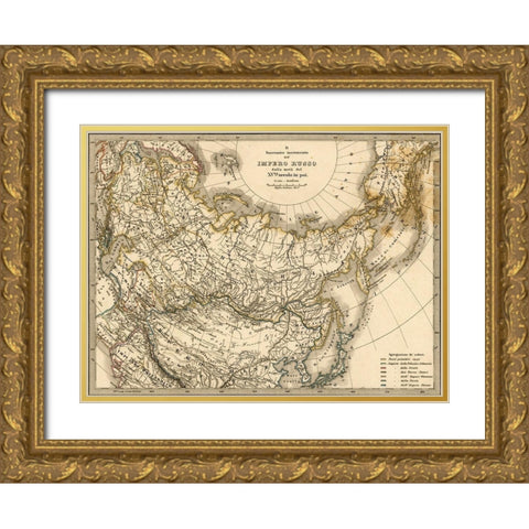 Imperial Russia 1876 Gold Ornate Wood Framed Art Print with Double Matting by Vintage Maps