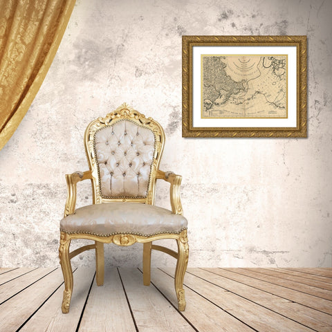 Russian Discoveies 1775 Gold Ornate Wood Framed Art Print with Double Matting by Vintage Maps