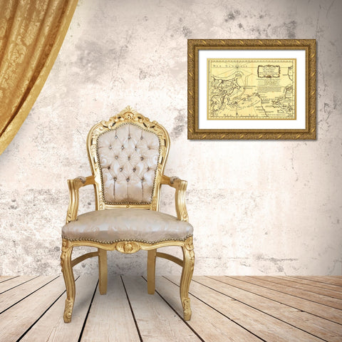 Russia enters the Americas Gold Ornate Wood Framed Art Print with Double Matting by Vintage Maps