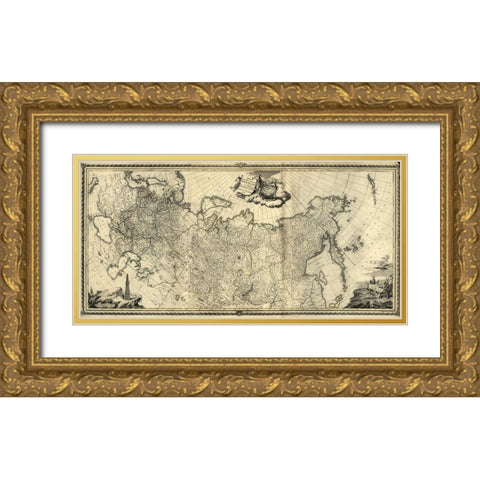 Imperial Russia 1776 Gold Ornate Wood Framed Art Print with Double Matting by Vintage Maps