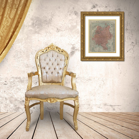 Russian Empire 1913 Gold Ornate Wood Framed Art Print with Double Matting by Vintage Maps
