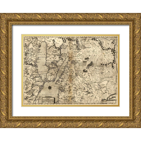 Poland 1568 Gold Ornate Wood Framed Art Print with Double Matting by Vintage Maps