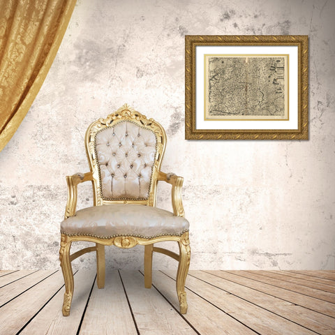 Poland 1568 Gold Ornate Wood Framed Art Print with Double Matting by Vintage Maps