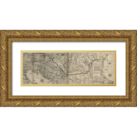 Venice to Constantinople 1568 Gold Ornate Wood Framed Art Print with Double Matting by Vintage Maps