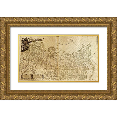 Map of Imperial Russia 1745 Gold Ornate Wood Framed Art Print with Double Matting by Vintage Maps