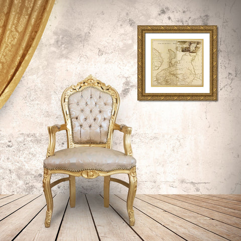 European Russia 1745 Gold Ornate Wood Framed Art Print with Double Matting by Vintage Maps