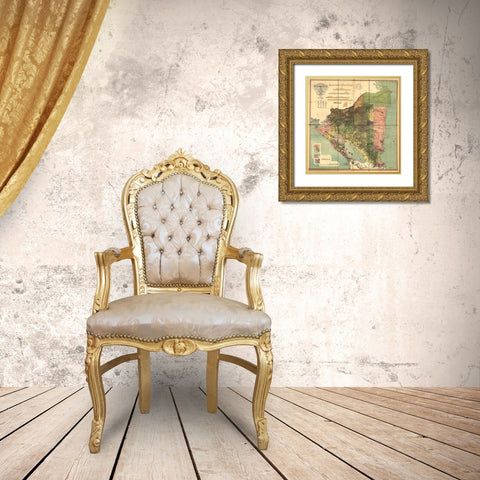 Nicaragua Isthmus Canal 1898 Gold Ornate Wood Framed Art Print with Double Matting by Vintage Maps