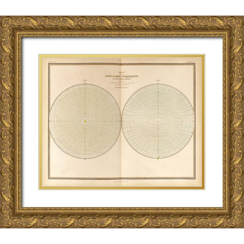 Polarization in the Atmosphere Gold Ornate Wood Framed Art Print with Double Matting by Vintage Maps