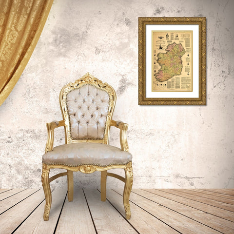Home Rule Map of Ireland 1893 Gold Ornate Wood Framed Art Print with Double Matting by Vintage Maps