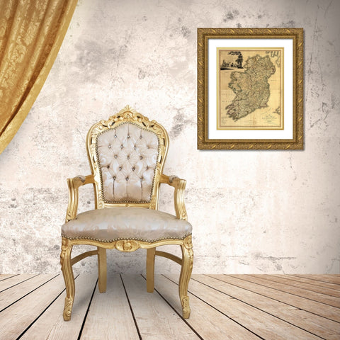 Memoir Map of Ireland 1797 Gold Ornate Wood Framed Art Print with Double Matting by Vintage Maps