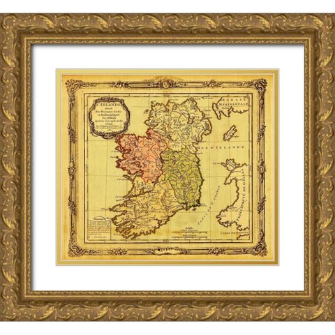 Ireland pictured in Ecclesiastical Divisions 1766 Gold Ornate Wood Framed Art Print with Double Matting by Vintage Maps
