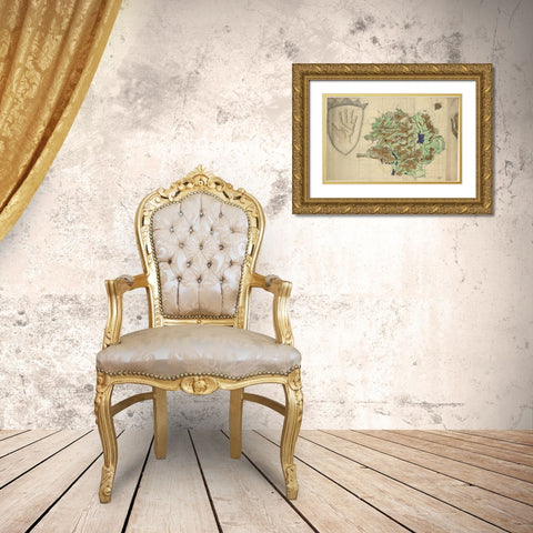 Ulster Ireland 1885 Gold Ornate Wood Framed Art Print with Double Matting by Vintage Maps