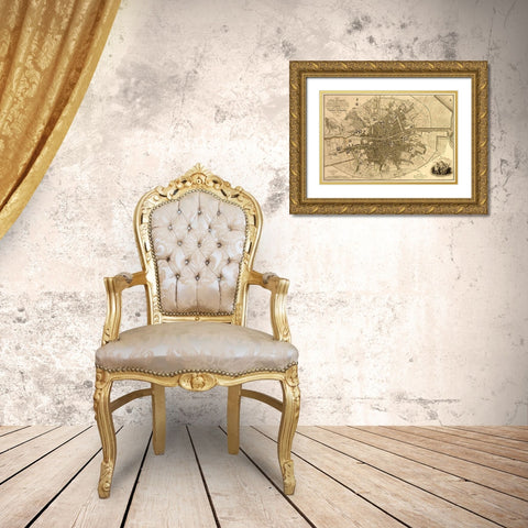 Ireland Dublin 1791 Gold Ornate Wood Framed Art Print with Double Matting by Vintage Maps