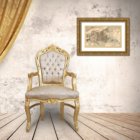 Mongolia 1915 Gold Ornate Wood Framed Art Print with Double Matting by Vintage Maps