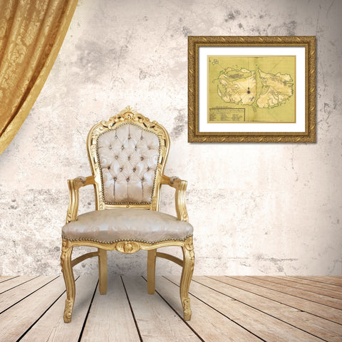 Falkland Islands Malvinas 1700 South America Gold Ornate Wood Framed Art Print with Double Matting by Vintage Maps