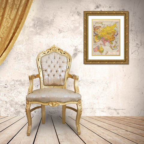 Asia 1934 Gold Ornate Wood Framed Art Print with Double Matting by Vintage Maps