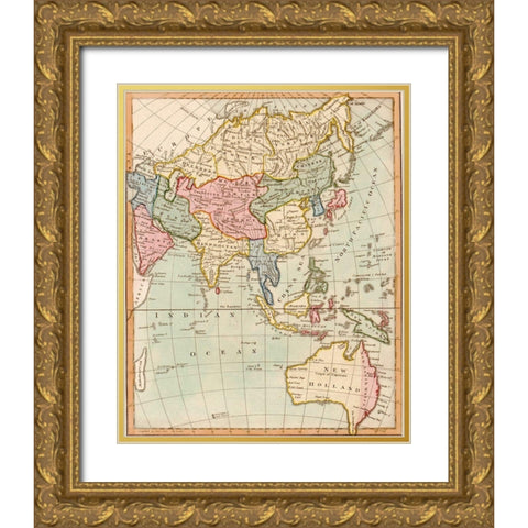 Asia 1796 Gold Ornate Wood Framed Art Print with Double Matting by Vintage Maps