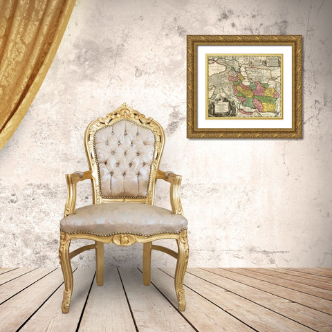 Imperial Persia Iran Gold Ornate Wood Framed Art Print with Double Matting by Vintage Maps