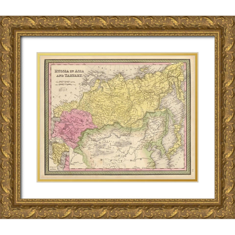 Russia in Asia and Tartary 1849 Gold Ornate Wood Framed Art Print with Double Matting by Vintage Maps