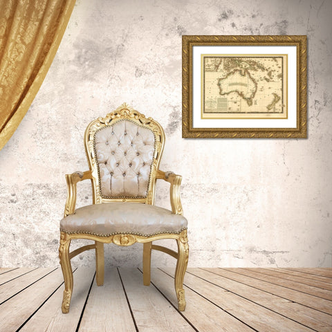 Australia 1826 Gold Ornate Wood Framed Art Print with Double Matting by Vintage Maps