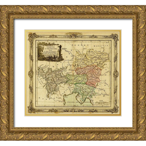 Holy Roman Empire and Austria 1792 Gold Ornate Wood Framed Art Print with Double Matting by Vintage Maps