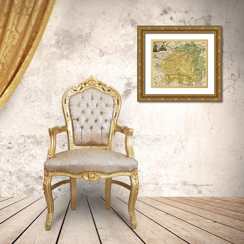 Lithuania 1778 Gold Ornate Wood Framed Art Print with Double Matting by Vintage Maps