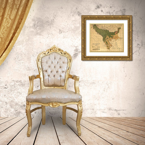 Balkan Zones of Civilization 1918 Gold Ornate Wood Framed Art Print with Double Matting by Vintage Maps