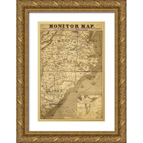 Eastern Seaboard in 1863 Gold Ornate Wood Framed Art Print with Double Matting by Vintage Maps