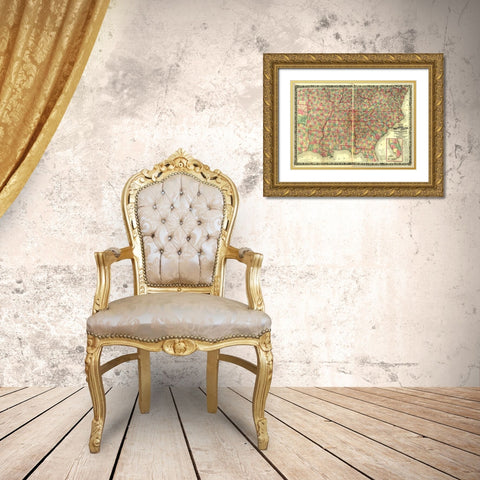 Southern States Gold Ornate Wood Framed Art Print with Double Matting by Vintage Maps