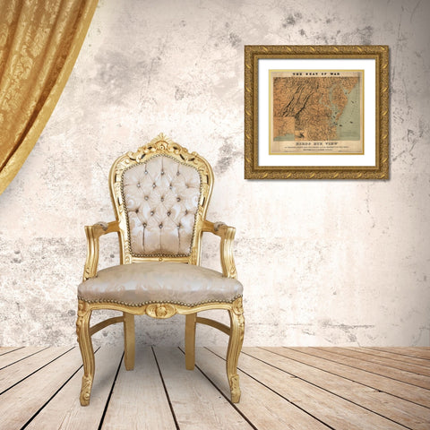 Birds Eye View of the Seat of War 1861 Gold Ornate Wood Framed Art Print with Double Matting by Vintage Maps